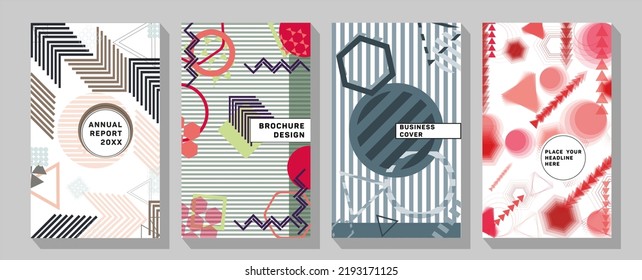  vector modern flyer. brochure design templates collection with colorful geometric triangular backgrounds.