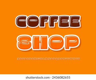 In: Vector modern flyer Coffee Shop. Stilvolle Hochglanzschrift. Trendige künstlerische Buchstaben.