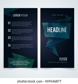 vector modern flyer poster or brochure design template with green origami triangle texture on dark background texture abstract background scene digital performance modern dark business blue green fanc
