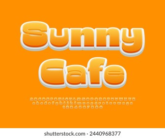 Vector modern flyer Sunny Cafe. Creative Yellow Font. Artistic Alphabet Letters and Numbers set.