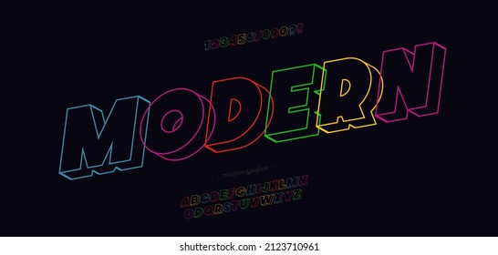 Vector modern font 3d line style trendy typography for infographics, motion graphics, video, promotion, decoration, logotype, party poster, t shirt, book, animation, banner. 10 eps