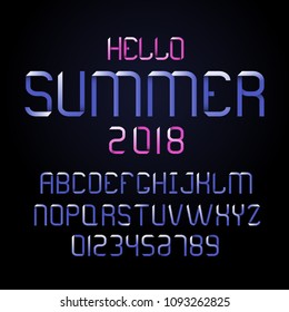 Vector modern font and alphabet. Lettering for summer.
