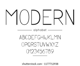 Vector Modern font and alphabet. Type with letters and numeral