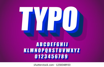Vector of modern font and alphabet, typeface, letters and numbers, typography