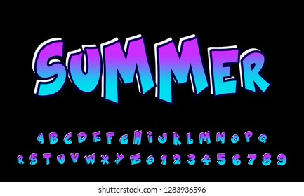 Vector of modern font and alphabet, typeface, letters and numbers, typography - Vector
