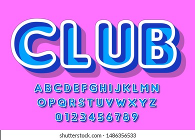 Vector of modern font and alphabet, typeface, letters and numbers, typography