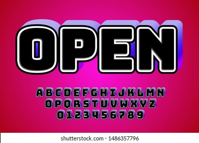 Vector of modern font and alphabet, typeface, letters and numbers, typography