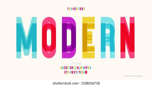 Vector modern font color style trendy typography for infographics, motion graphics, video, promotion, decoration, logotype, party poster, t shirt, book, animation, banner, game, printing. 10 eps