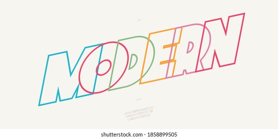 Vector modern font colorful line style modern typography for infographics, motion graphics, video, promotion, decoration, logo, party poster, t shirt, book, animation, banner, game, printing. 10 eps