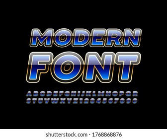 Vector de letra moderna. Letras y números brillantes de alfabeto para logotipo de marketing, publicidad, carteles