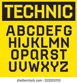 Vector modern font. Technical hi-tech type.