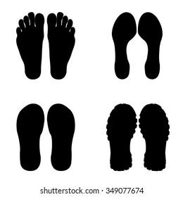 vector modern footprint set on white background