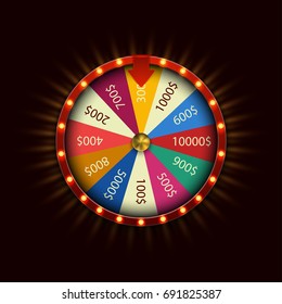 Vector modern fortune wheel on black background.
