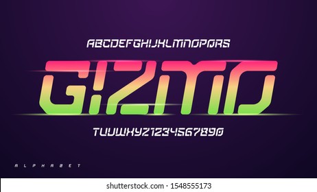 Vector modern funny technology alphabet, creative characters set.