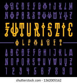 Vector of modern futuristic font and alphabet. Typography for labels, headlines, posters 