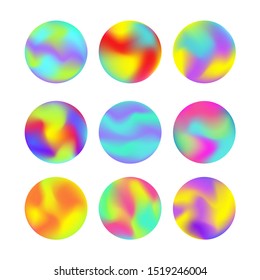 Vector modern futuristic gradient cover round elements set. Abstract dynamic shapes. Trendy minimal colorful website and branding design. Cool poster background.