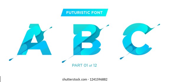 Vector Modern, Futuristic Typeface Design. Perfect for Poster, Logo, or as the Primary Typeface on a Modern Design. Clean Geometric Shape with Trendy Liquid Drip Effect. Urban, Minimalist Style.