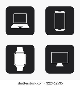 Vector modern gadget icons set on white background
