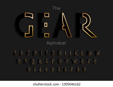 Vector Of Modern Gear Alphabet And Font