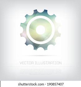 Vector modern gear icon with colorful trendy and modern polygonal texture