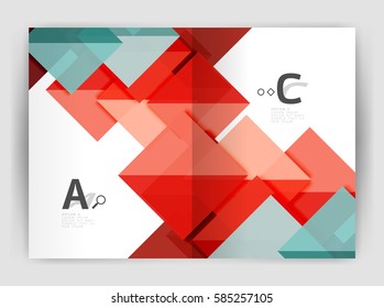 Vector modern geometric annual report cover. Modern business brochure or leaflet A4 cover template. Abstract background with color triangles, annual report print backdrop. Vector design for workflow