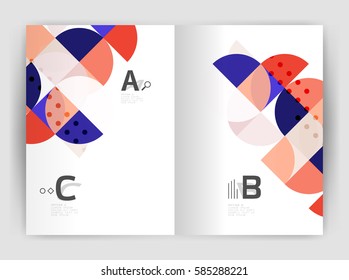Vector modern geometric annual report cover. Modern business brochure or leaflet A4 cover template. Abstract background with color triangles, annual report print backdrop. Vector design for workflow