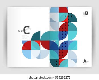 Vektormoderne geometrische Jahresberichte-Abdeckung. Moderne Broschüre oder Broschüre A4 Titelvorlage. Abstrakter Hintergrund mit Farbdreiecken, Jahresbericht-Hintergrund. Vektordesign für den Workflow