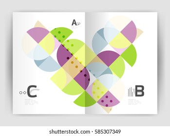 Cobertura del informe geométrico moderno vectorial anual. Folleto comercial moderno o planilla de portada A4. Fondo abstracto con triángulos de color, fondo anual de impresión de informes. Diseño de vectores para flujo de trabajo