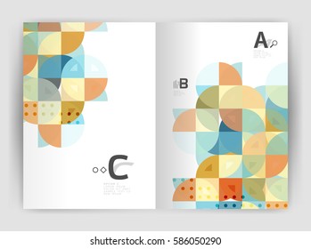 Vektormoderne geometrische Jahresberichte-Abdeckung. Moderne Broschüre oder Broschüre A4 Titelvorlage. Abstrakter Hintergrund mit Farbdreiecken, Jahresbericht-Hintergrund. Vektordesign für den Workflow