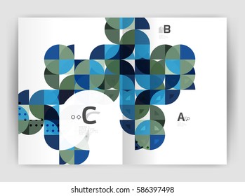 Vector modern geometric annual report cover. Modern business brochure or leaflet A4 cover template. Abstract background with color triangles, annual report print backdrop. 