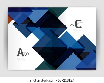 Vector modern geometric annual report cover. Modern business brochure or leaflet A4 cover template. Abstract background with color triangles, annual report print backdrop. Vector design for workflow