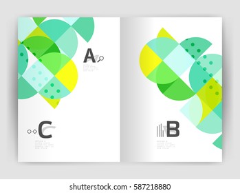 Vector modern geometric annual report cover. Modern business brochure or leaflet A4 cover template. Abstract background with color triangles, annual report print backdrop. Vector design for workflow