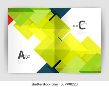 Vector modern geometric annual report cover. Modern business brochure or leaflet A4 cover template. Abstract background with color triangles, annual report print backdrop. Vector design for workflow