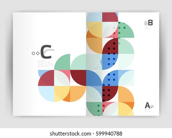 Vector modern geometric annual report cover. Modern business brochure or leaflet A4 cover template. Abstract background with color triangles, annual report print backdrop. Vector design for workflow