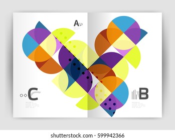 Vector modern geometric annual report cover. Modern business brochure or leaflet A4 cover template. Abstract background with color triangles, annual report print backdrop. Vector design for workflow