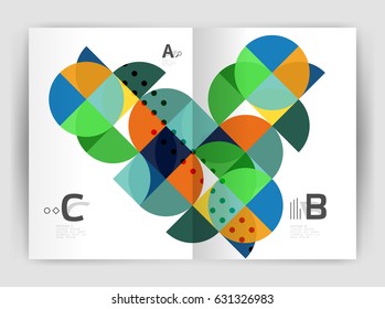 Vector modern geometric annual report cover. Modern business brochure or leaflet A4 cover template. Abstract background with color triangles, annual report print backdrop. Vector design for workflow