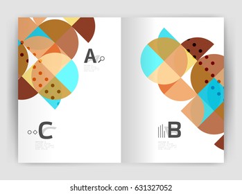 Vektormoderne geometrische Jahresberichte-Abdeckung. Moderne Broschüre oder Broschüre A4 Titelvorlage. Abstrakter Hintergrund mit Farbdreiecken, Jahresbericht-Hintergrund. Vektordesign für den Workflow