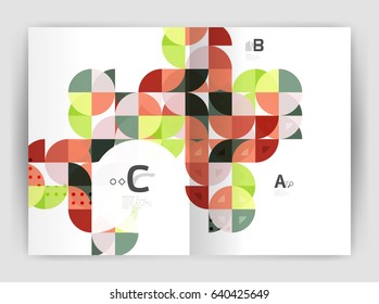 Vector modern geometric annual report cover. Modern business brochure or leaflet A4 cover template. Abstract background with color triangles, annual report print backdrop. Vector design for workflow