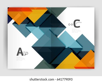 Vector modern geometric annual report cover. Modern business brochure or leaflet A4 cover template. Abstract background with color triangles, annual report print backdrop. Vector design for workflow