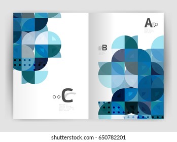 Vector modern geometric annual report cover. Modern business brochure or leaflet A4 cover template. Abstract background with color triangles, annual report print backdrop. Vector design for workflow