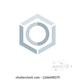 Vector modern geometric artistic graphic composition can be used as template and layout. Abstract technical background with graphic shape, hexagon.