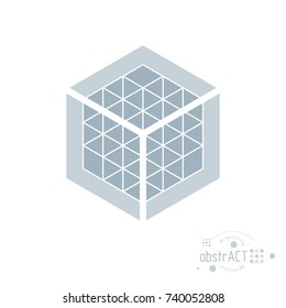 Vector modern geometric artistic graphic composition can be used as template and layout. Abstract technical background with graphic shape, cube.
