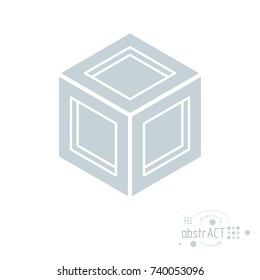 Vector modern geometric artistic graphic composition can be used as template and layout. Abstract technical background with graphic shape, cube.