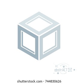 Vector modern geometric artistic graphic composition can be used as template and layout. Abstract technical background with graphic shape, cube.