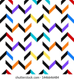 vector modern geometric chevron switching colors seamless pattern on white