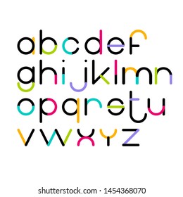 Vector modern geometric circle based lowercase letters font
