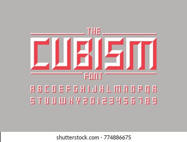 Vector of modern geometric font and alphabet