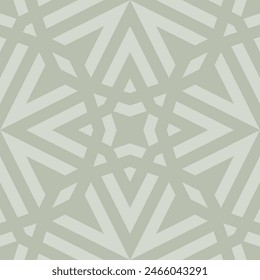 Vector modern geometric graphic texture. Elegant sage green seamless pattern with lines, stars, arrows, grid, lattice, floral silhouettes. Simple abstract background. Repeated geo design for decor