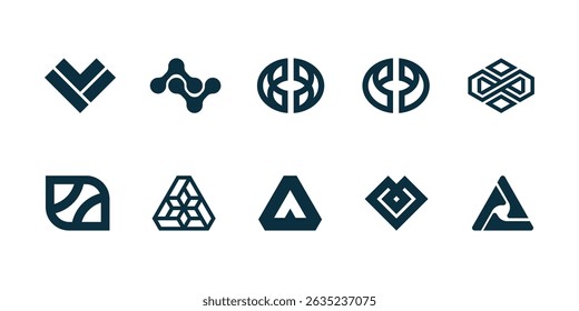 vetor moderno geometric logo premium template bundle
