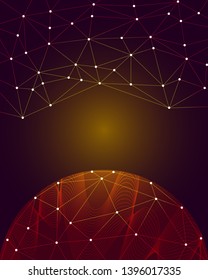 vector modern geometric network connection lines and planet for brochure banner and publication